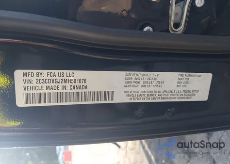 2021 Dodge Charger Scat Pack from USA, damaged, VIN 2C3CDXGJ2MH581676